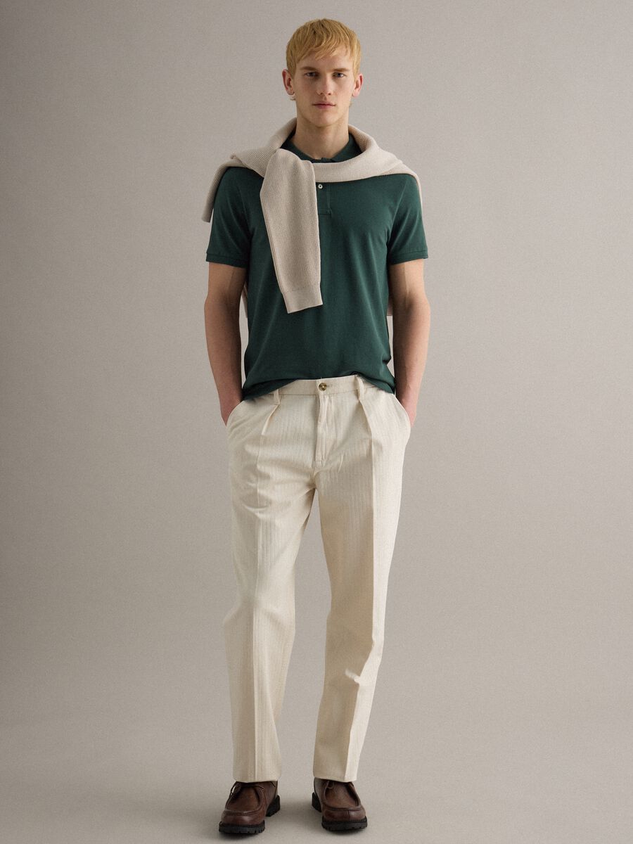 Short sleeve green pure cotton polo regular fit_2