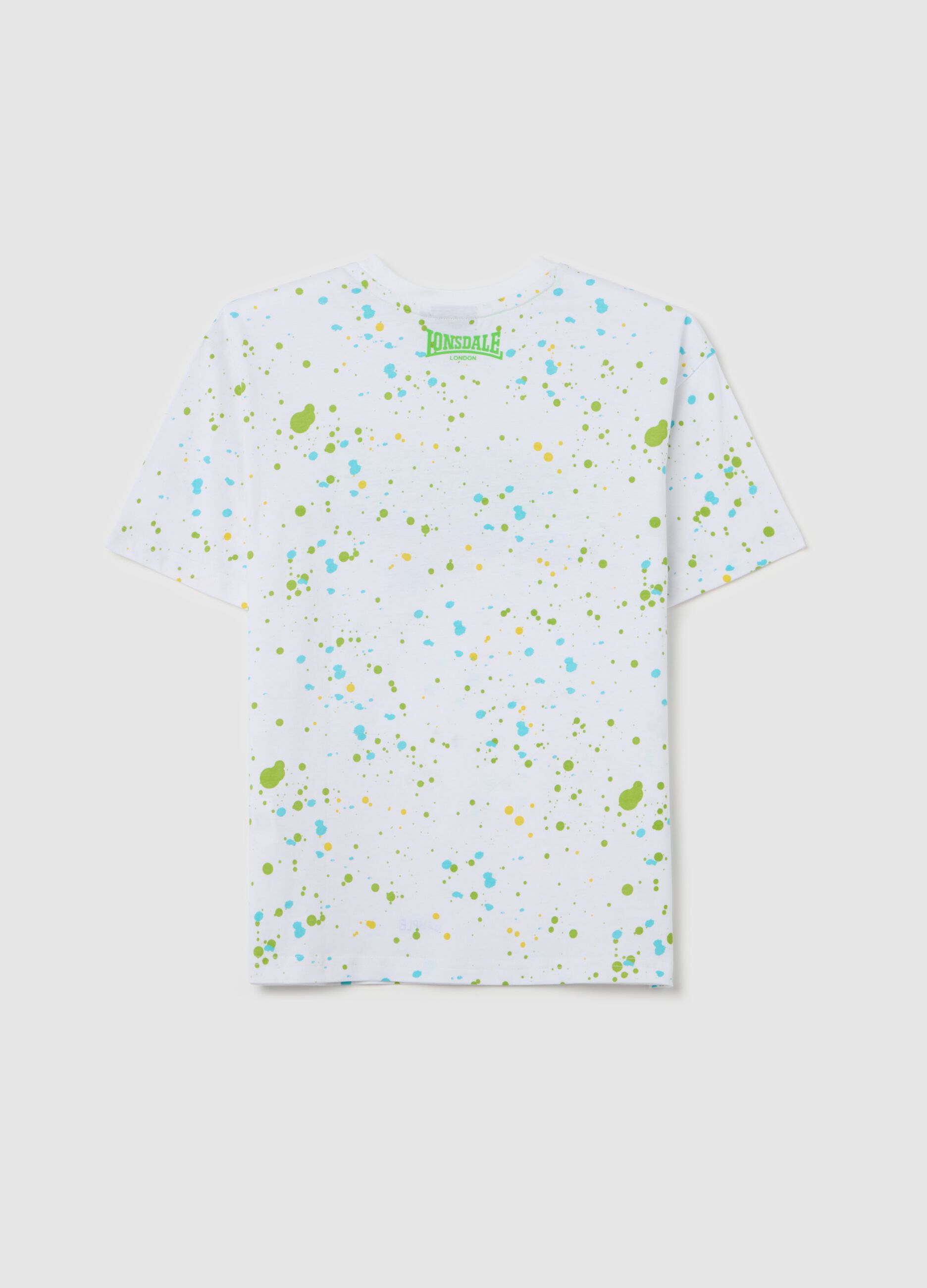 Cotton T-shirt with logo and paint splashes print