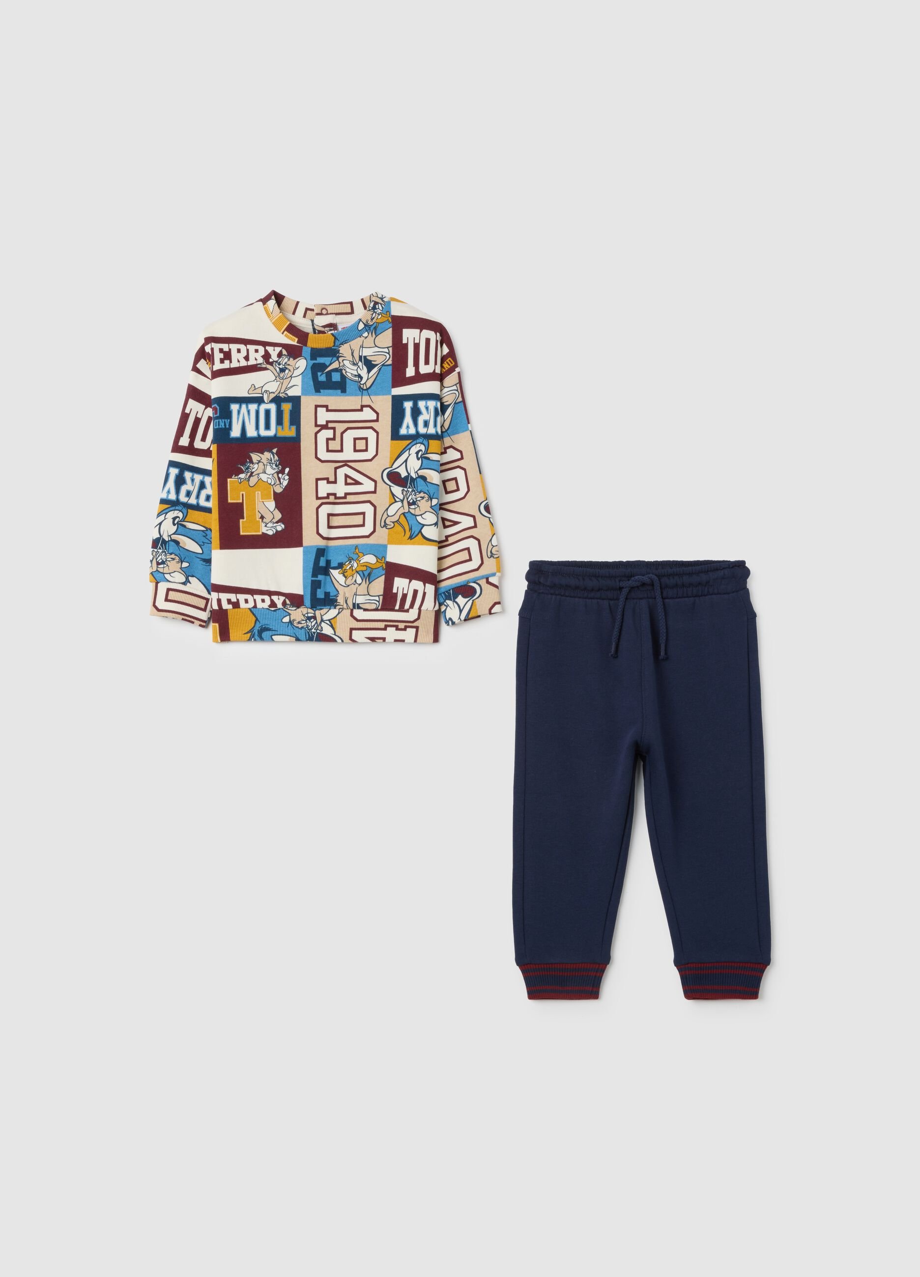 Children's multicolor cotton sweatshirt and trouser set