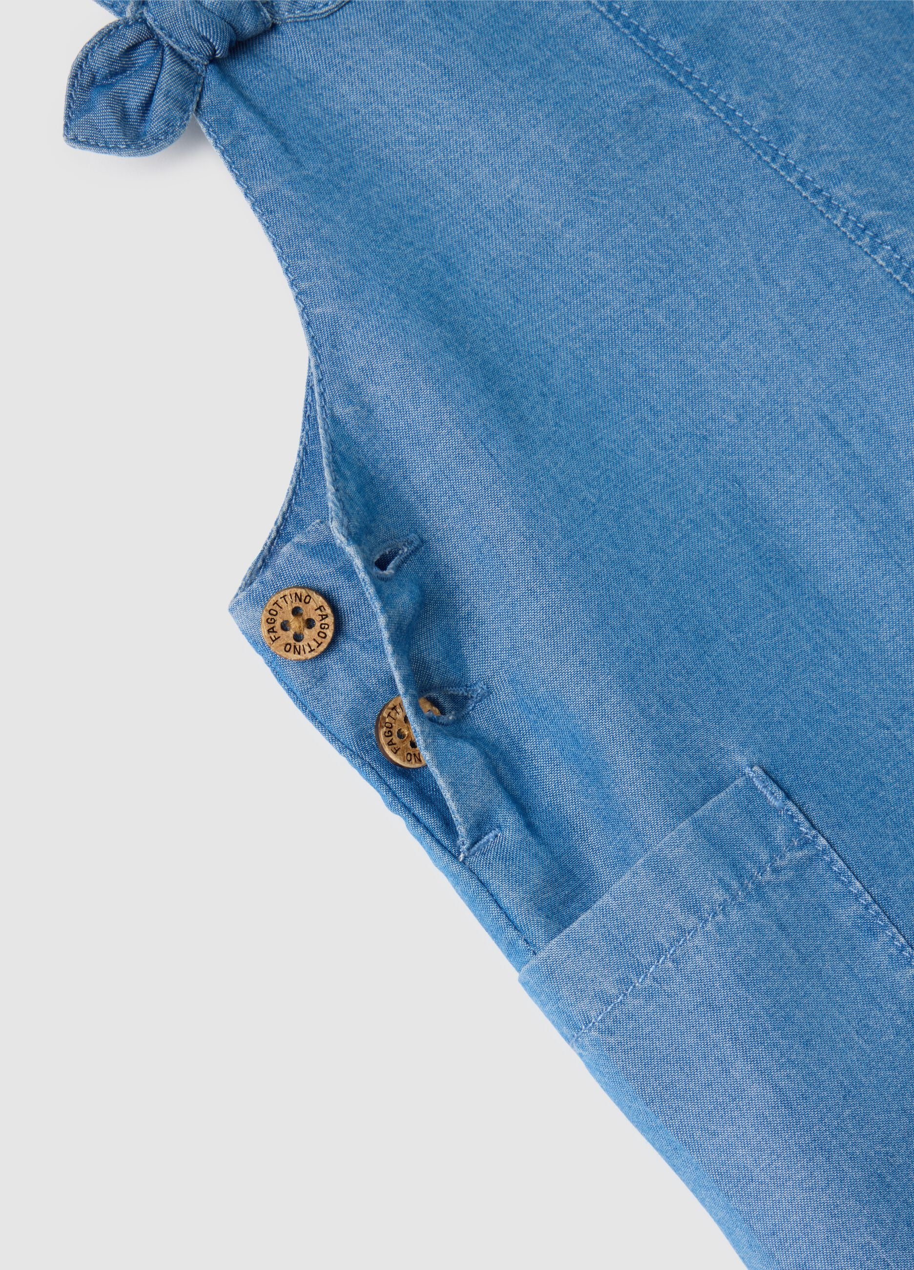 Denim Dungarees with Lyocell Ruffles for Babies