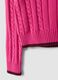 Maglia rosa in puro cotone a trecce con scollo a V per bambina_3
