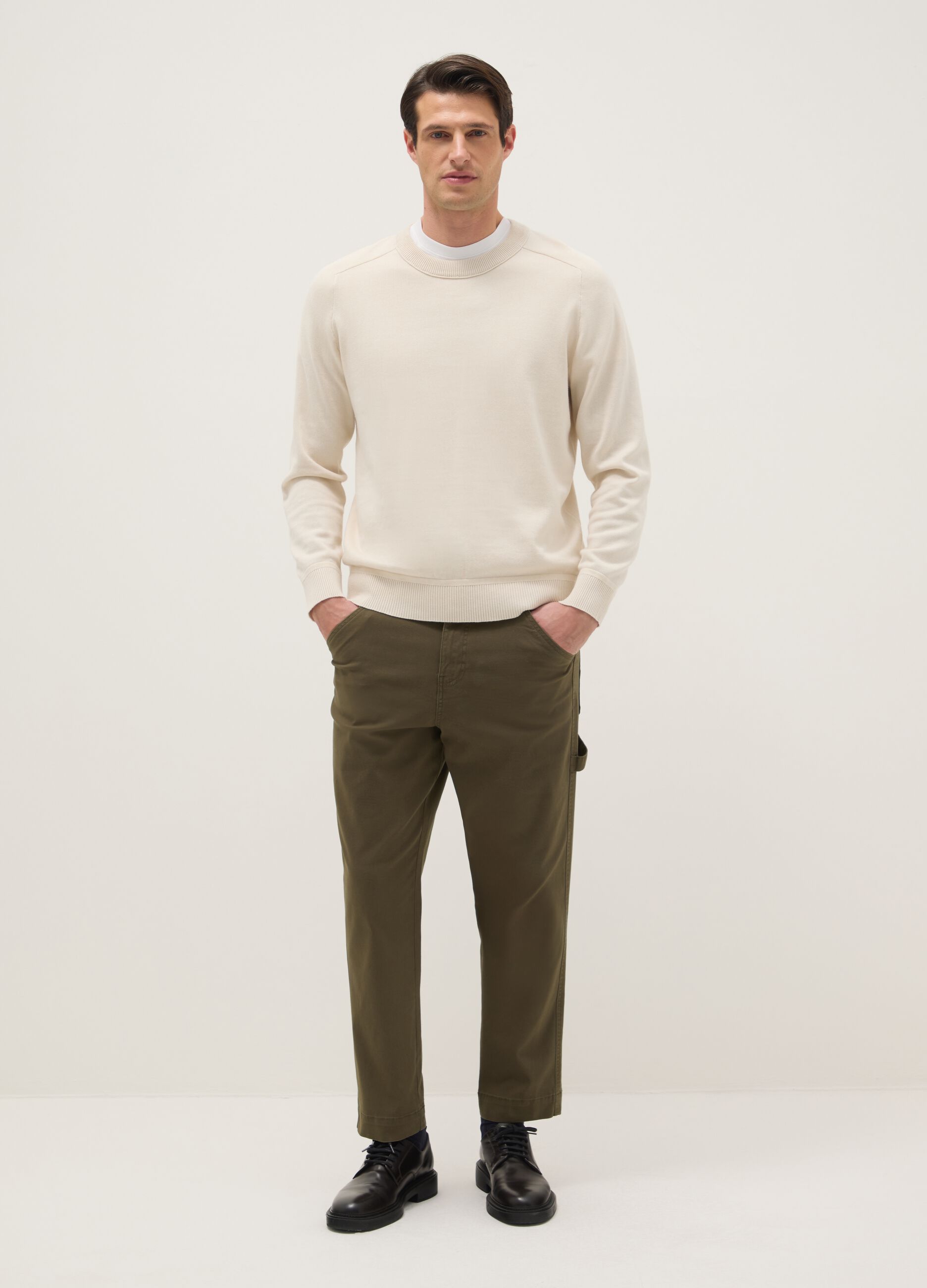 Slim Fit Green Stretch Cotton Chino Trousers