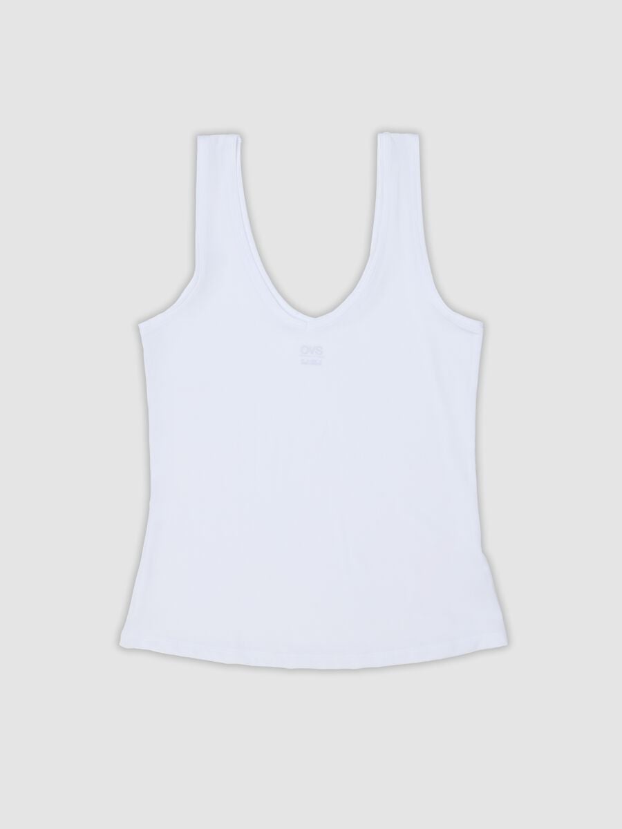 Canotta bianca in tessuto elasticizzato regular fit_4