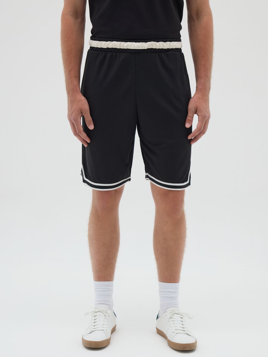 Shorts da uomo in tessuto nero relaxed fit_1