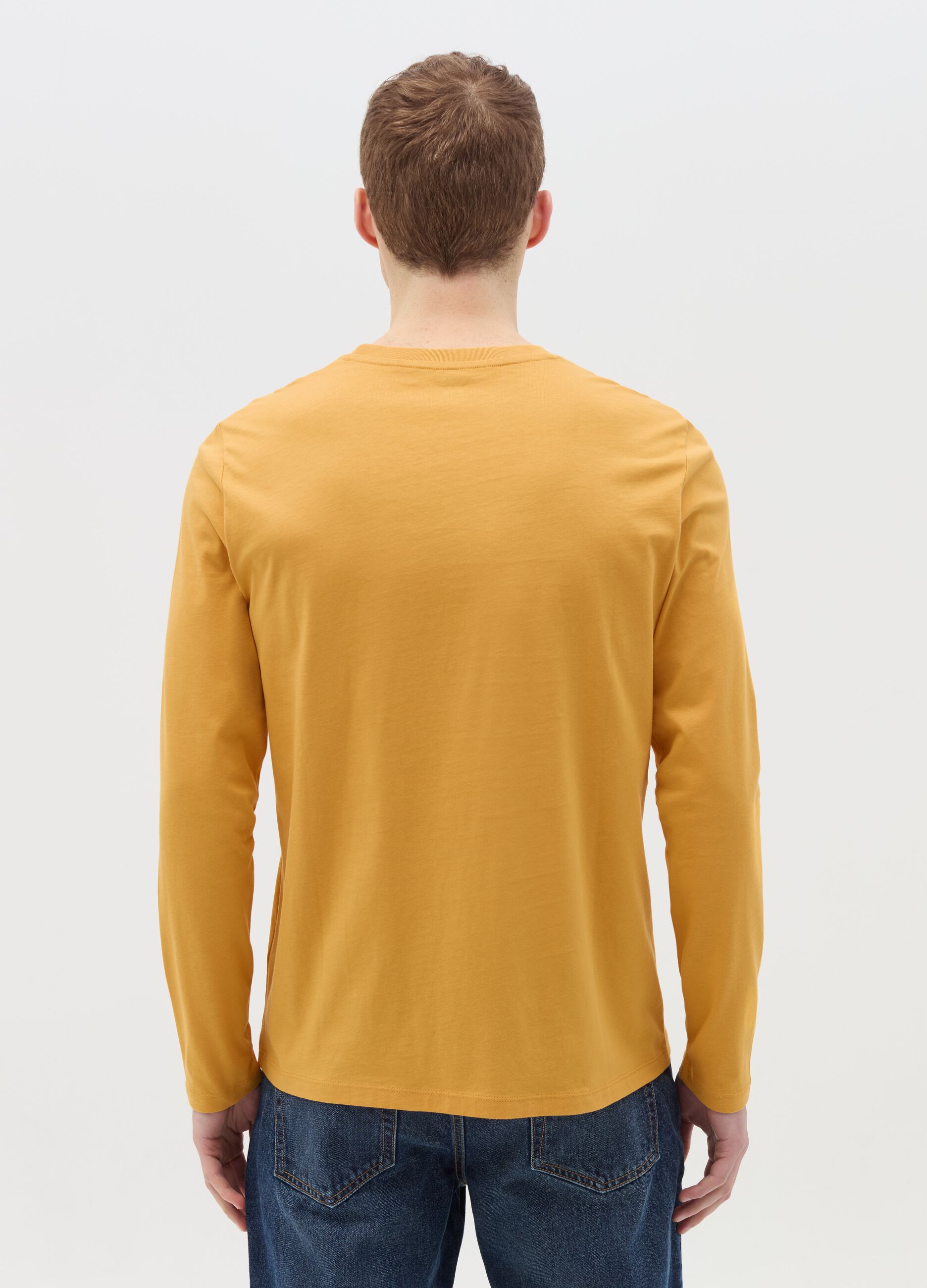 T-shirt girocollo a maniche lunghe in cotone