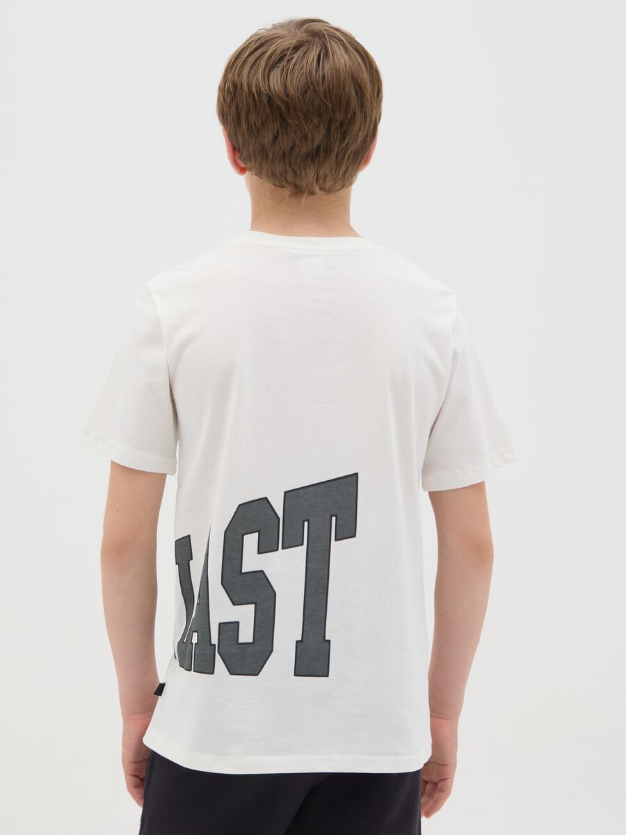 White cotton T-shirt with maxi logo print_1