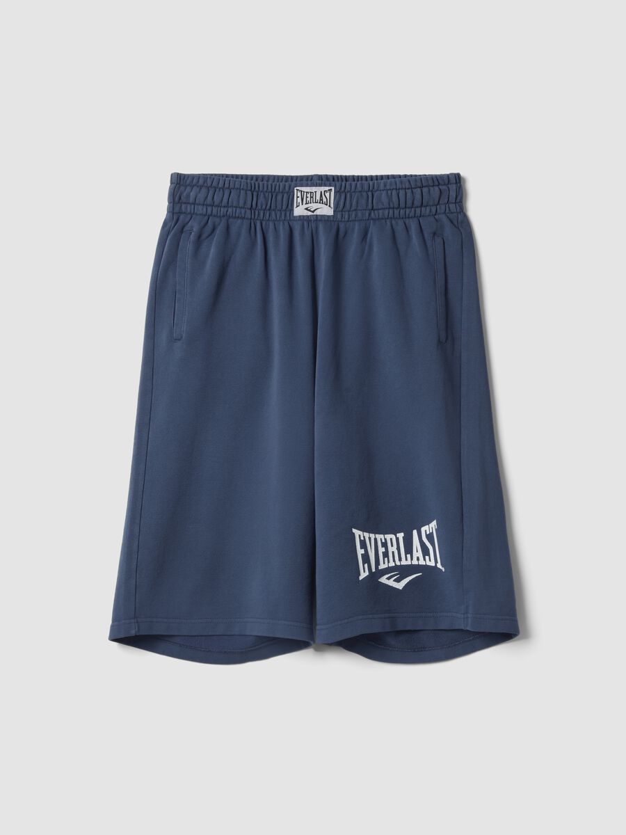 Pantaloncini in misto cotone blu regular fit con logo Everlast_4