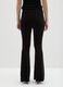 Black stretch fabric flare trousers with glitter_2
