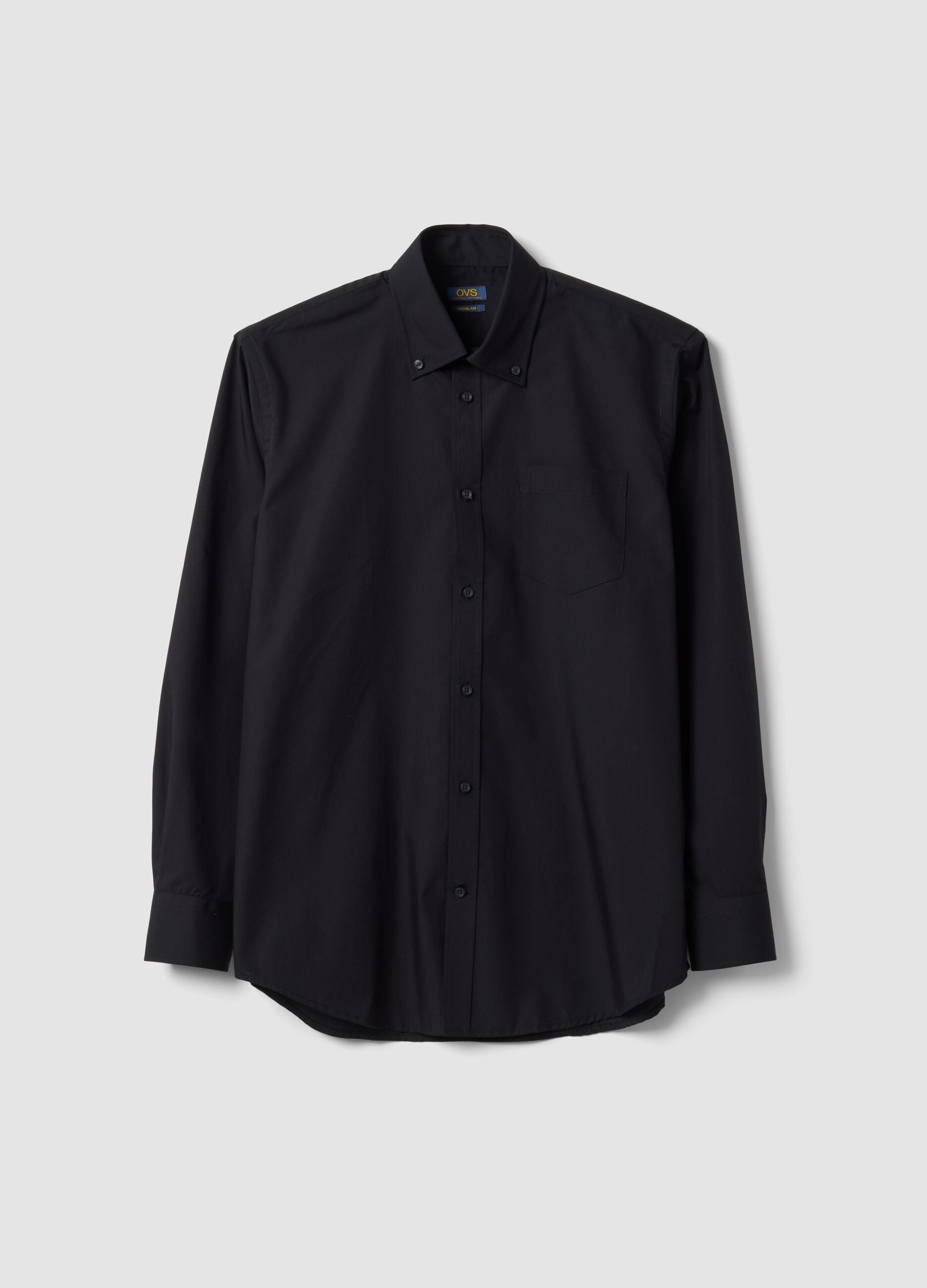 Camicia nera slim fit con colletto classico easy iron