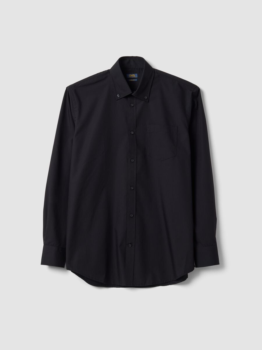 Camicia nera slim fit con colletto classico easy iron_4