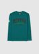 Boy's green pure cotton regular fit jumper with round neck_0