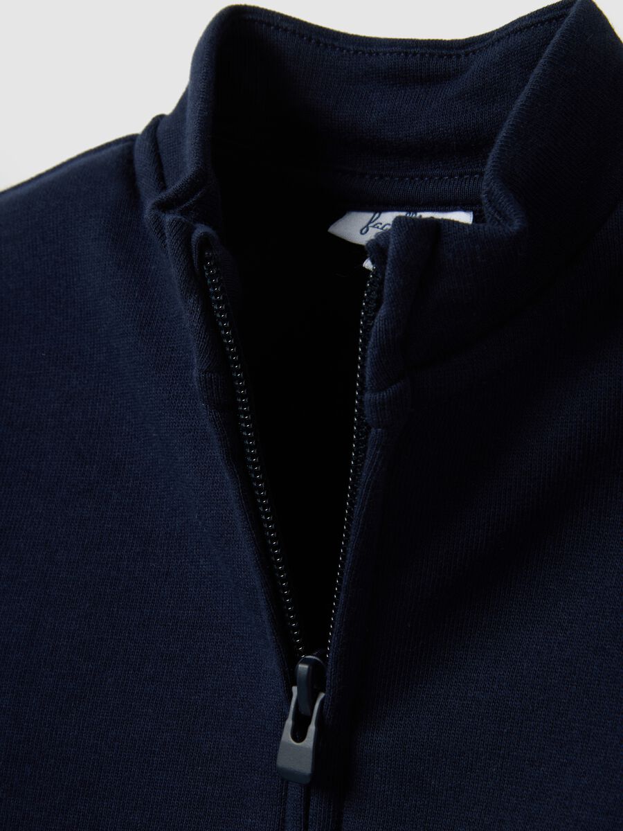 Blue pure cotton sweatshirt for boys, regular fit with zip_2