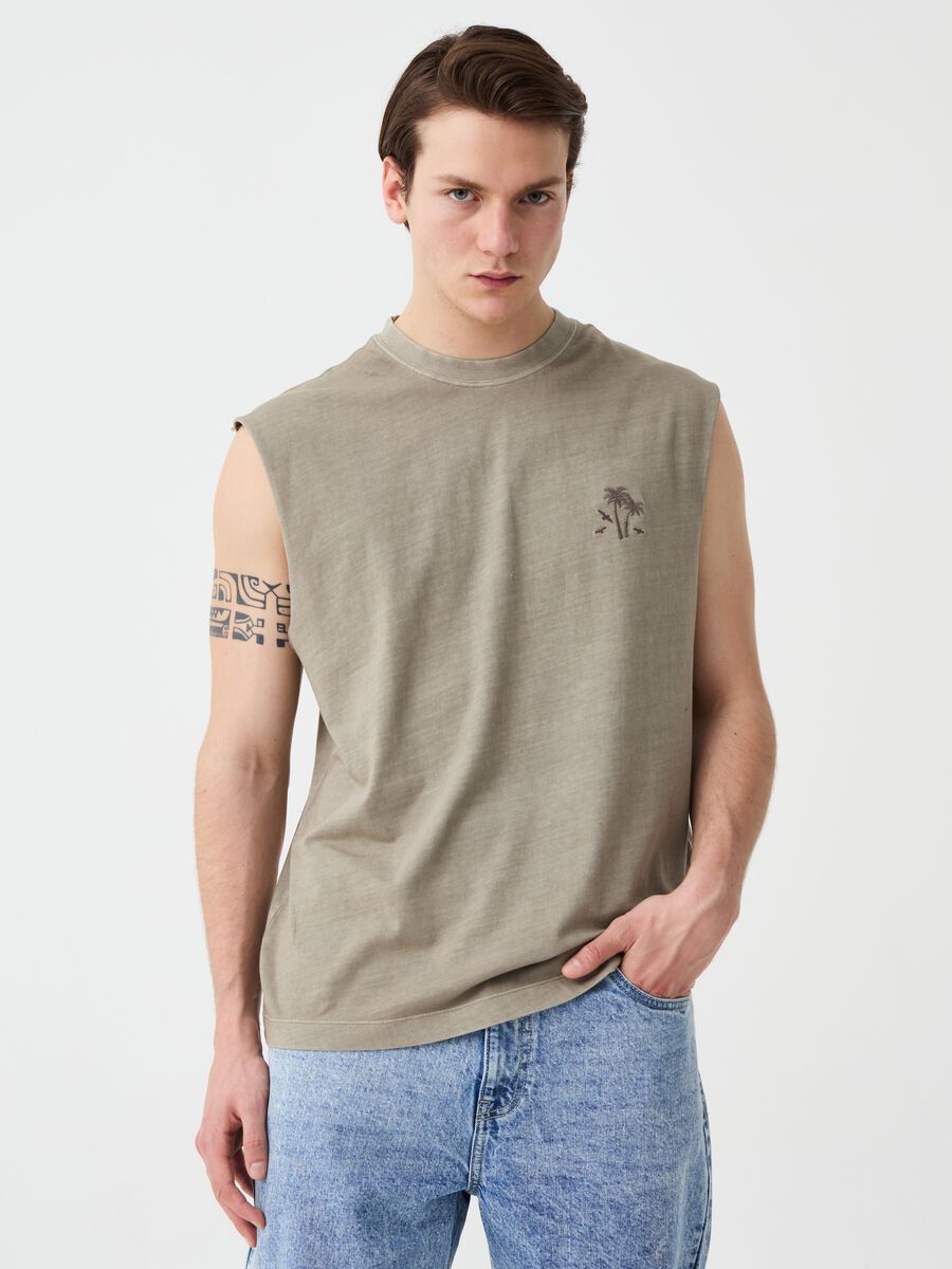 Tank top with palms embroidery_2
