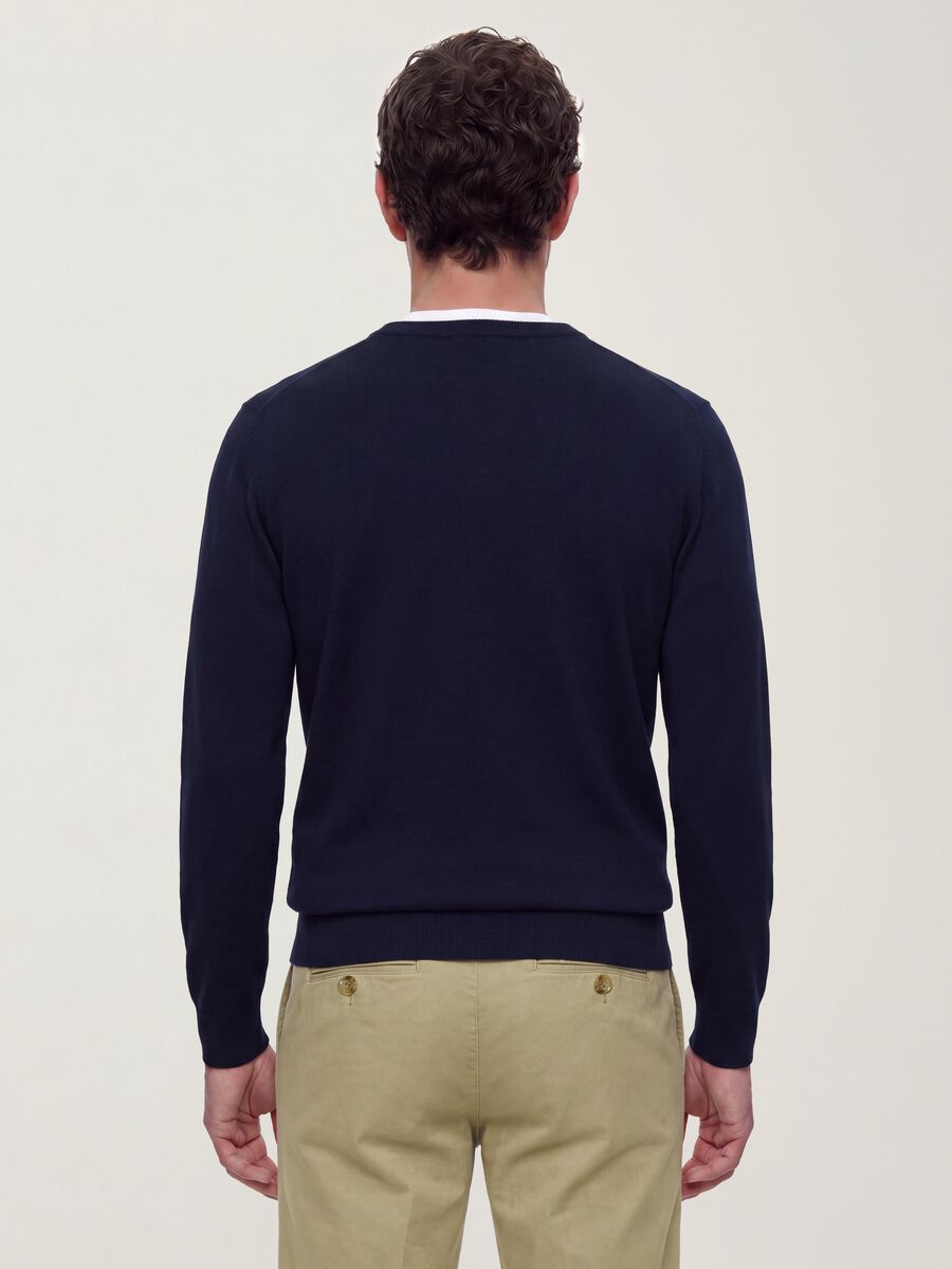 Navy crew-neck jumper in viscose blend, regular fit_3