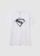 Men's white pure cotton T-shirt with Superman logo_4
