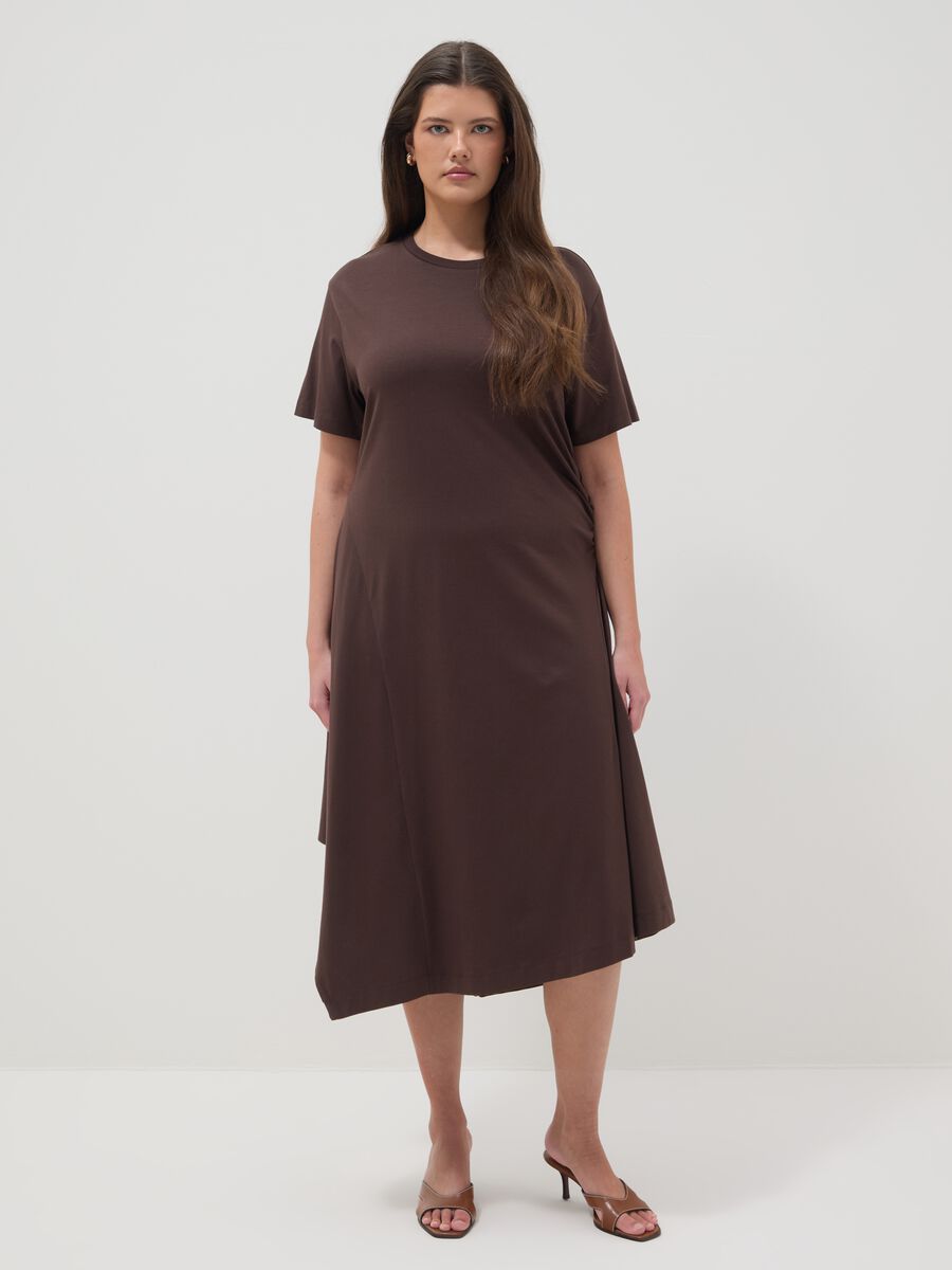 Vestito in cotone elasticizzato marrone regular fit_1