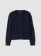 Blue crew-neck pure cashmere cardigan_0