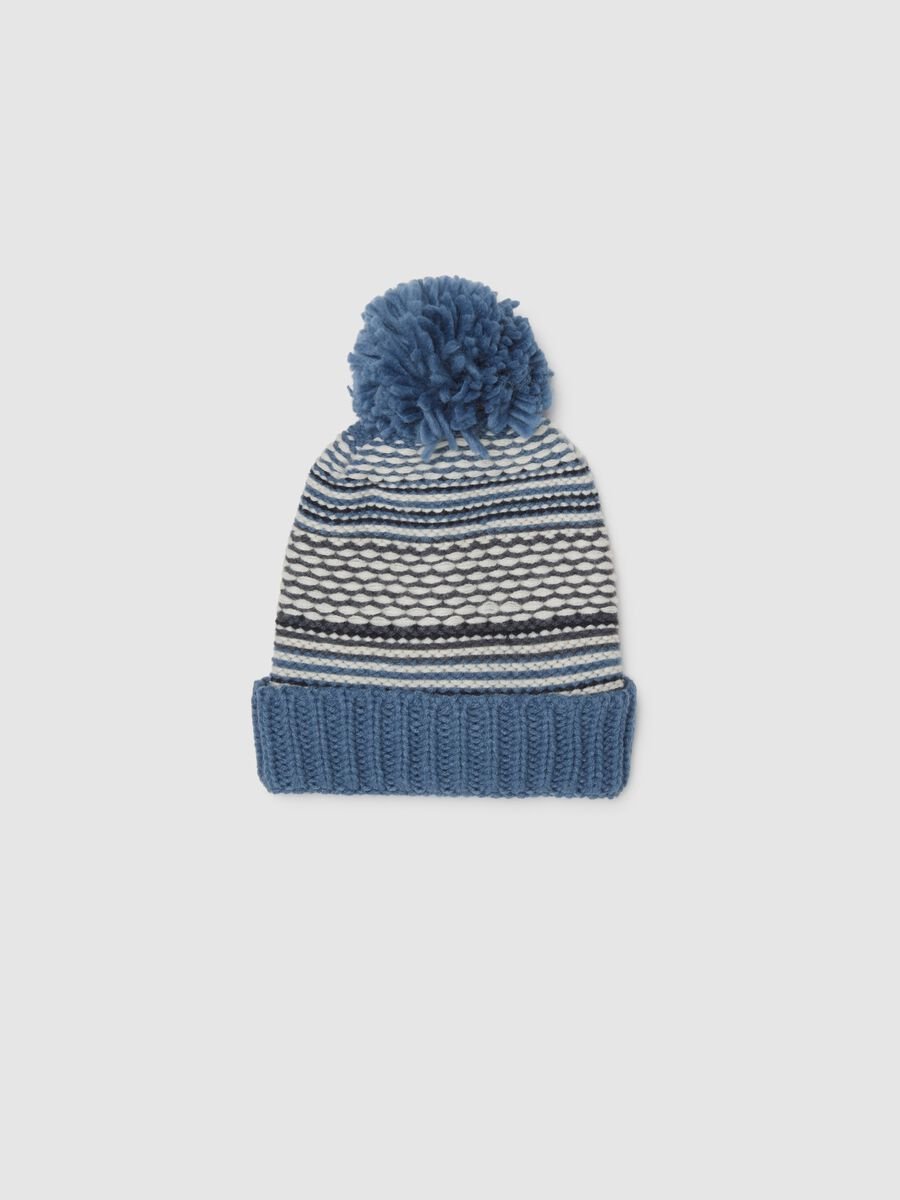 Blue hat with pompom for children_0