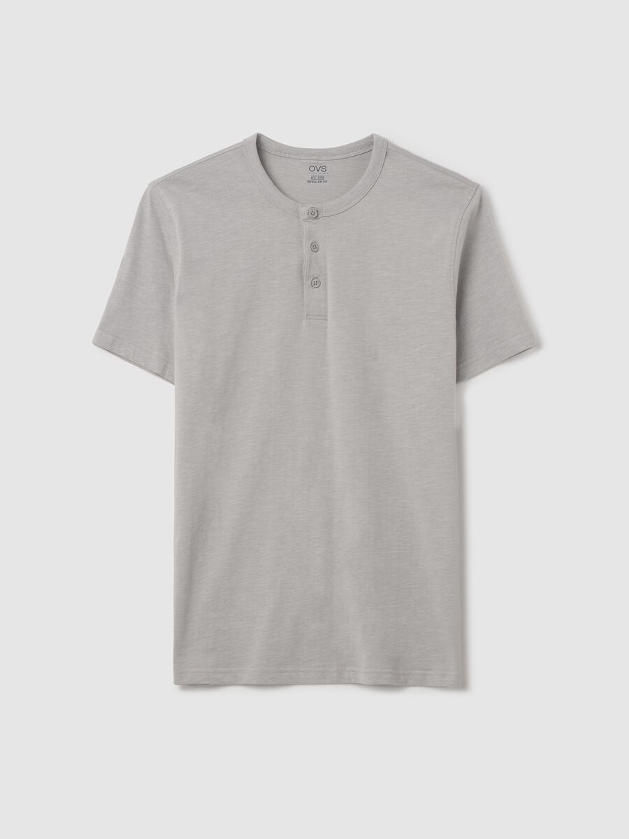 Cotton T-shirt with granddad neckline_4
