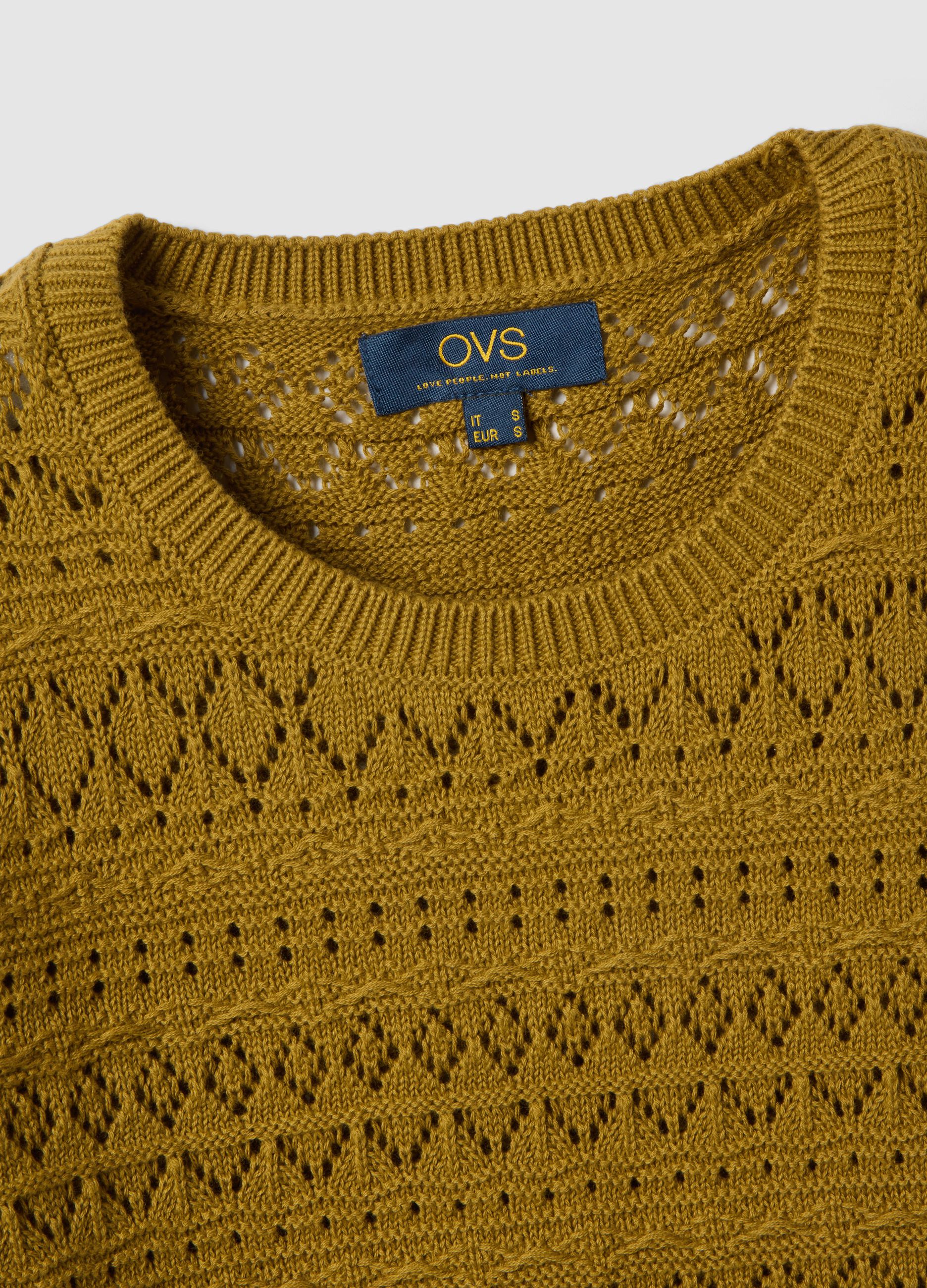 Yellow pure cotton regular fit knitted shirt