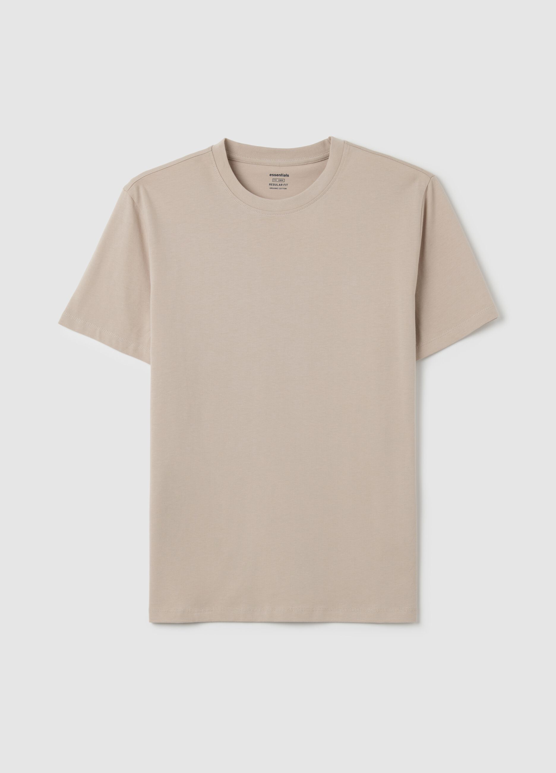Beige pure cotton regular fit t-shirt