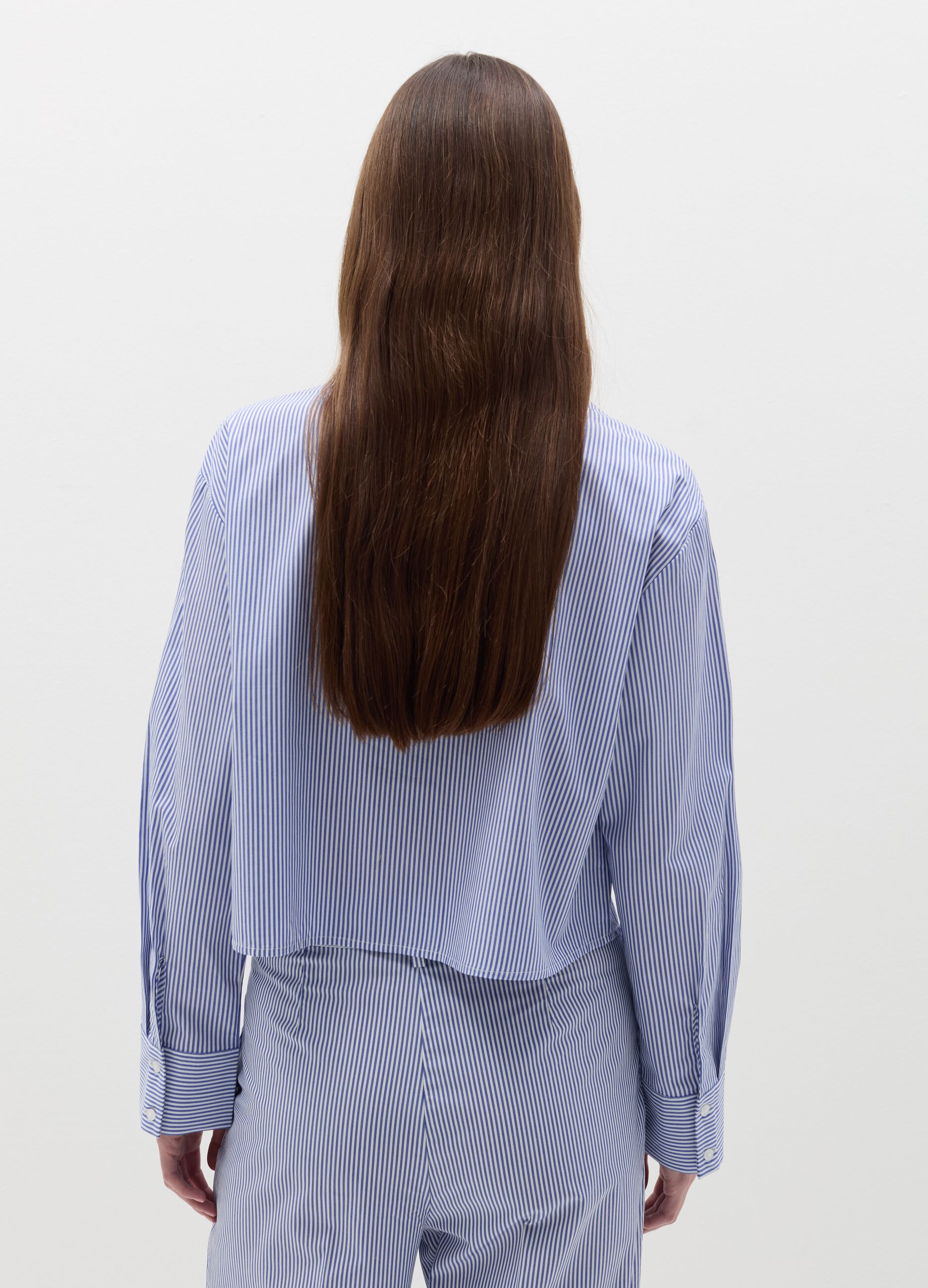 Boxy-fit shirt with thin stripes