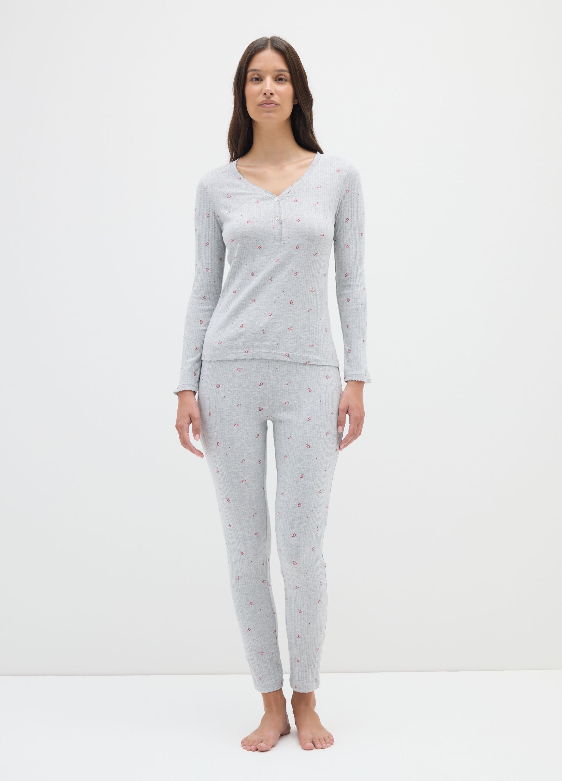 Grey Cotton Blend Pyjama Trousers