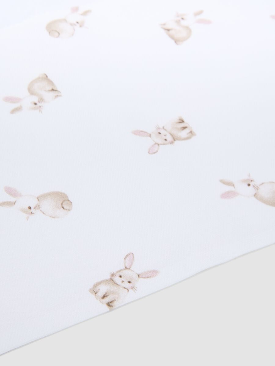 White pure cotton sheet set with bunny print_2
