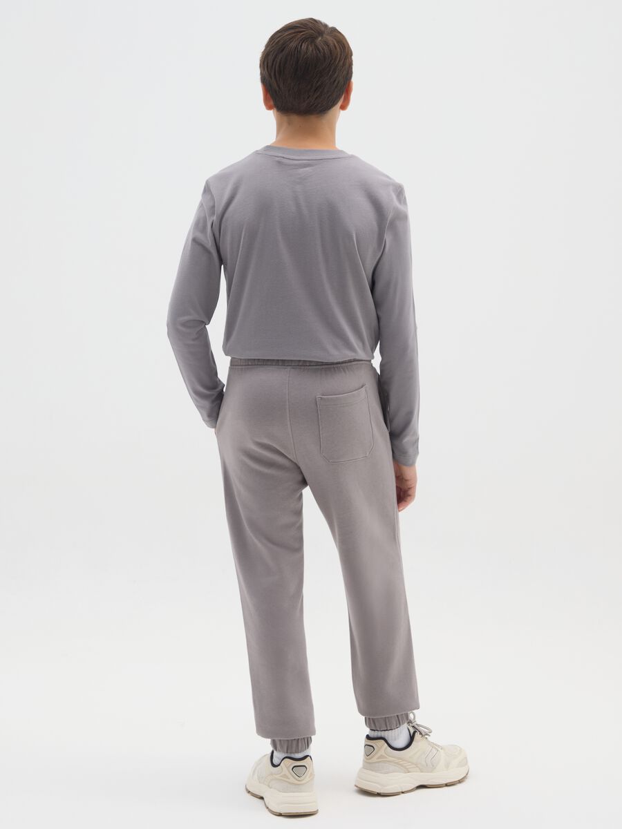 Boys' grey regular fit jogger trousers in pure cotton_1