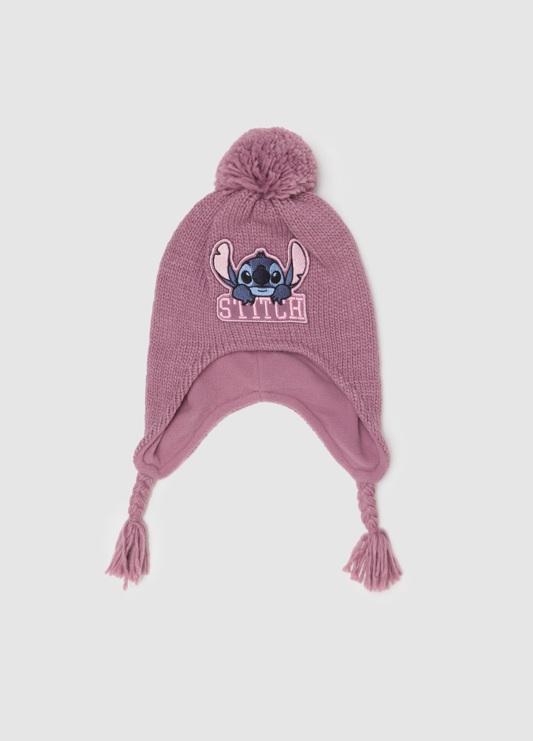Purple knitted hat for girls