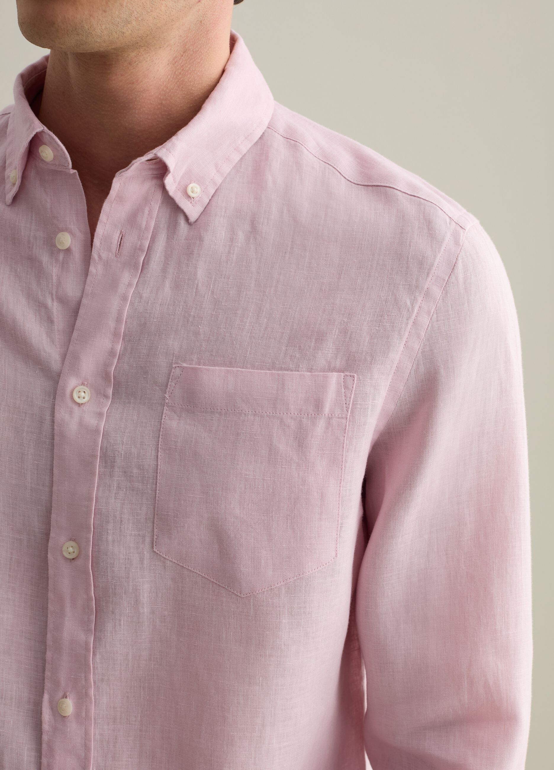 Regular-fit shirt in linen with pocket