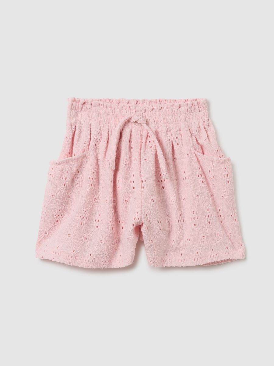 Girl's pink stretch fabric shorts_0