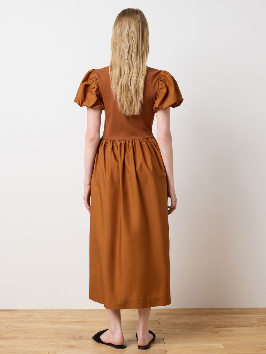 Long brown cotton regular fit women's dress_3