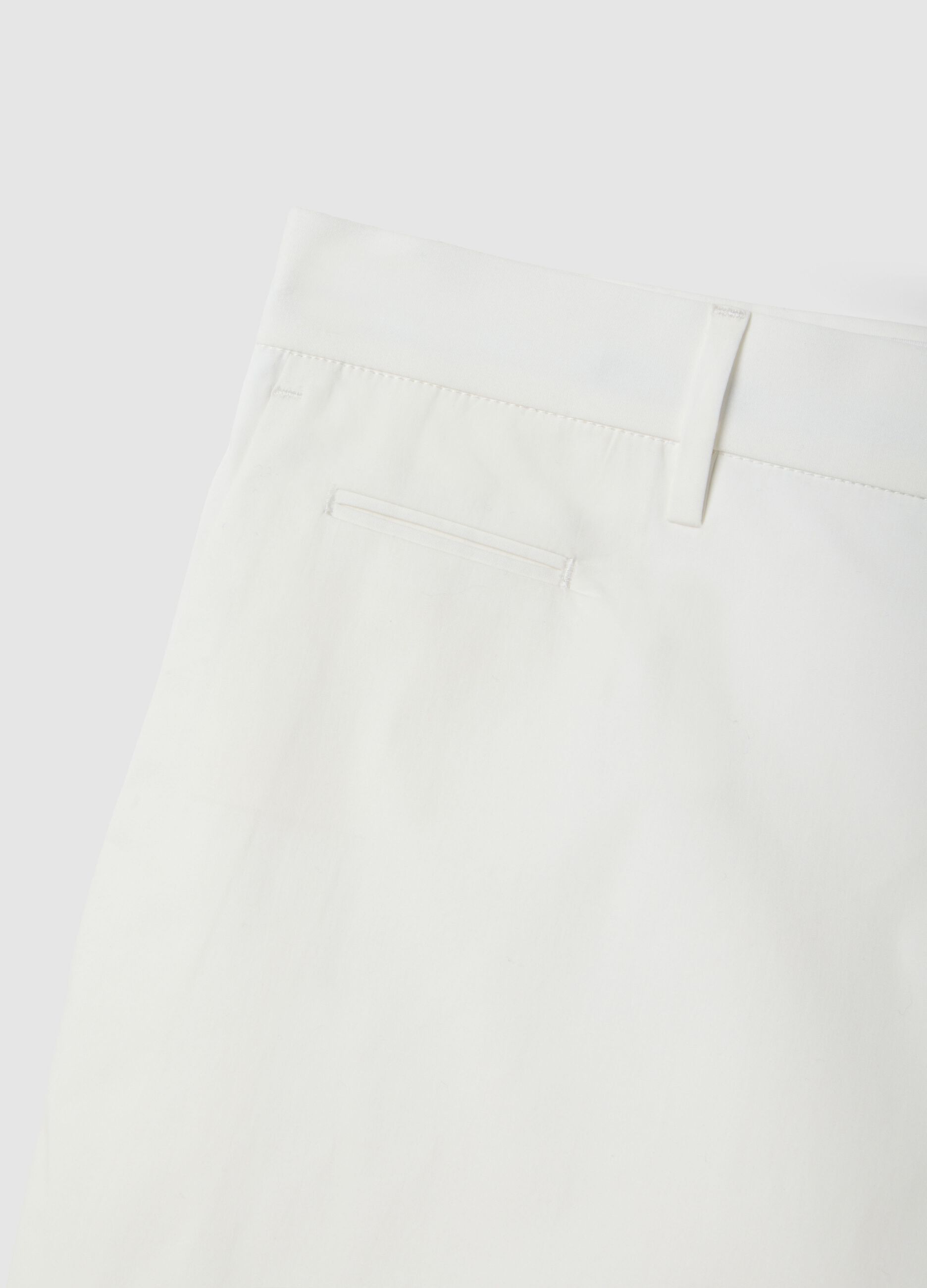 White stretch cotton trousers, regular fit