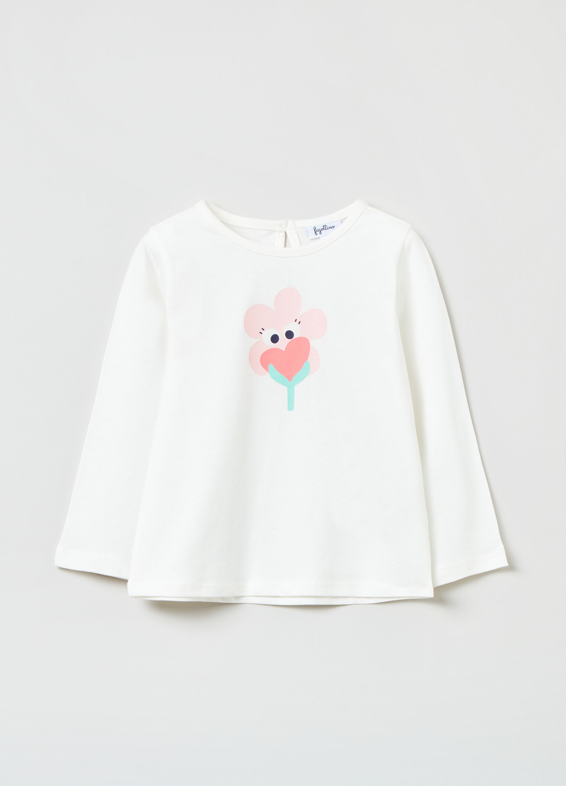T-shirt in cotone con stampa fiore_0