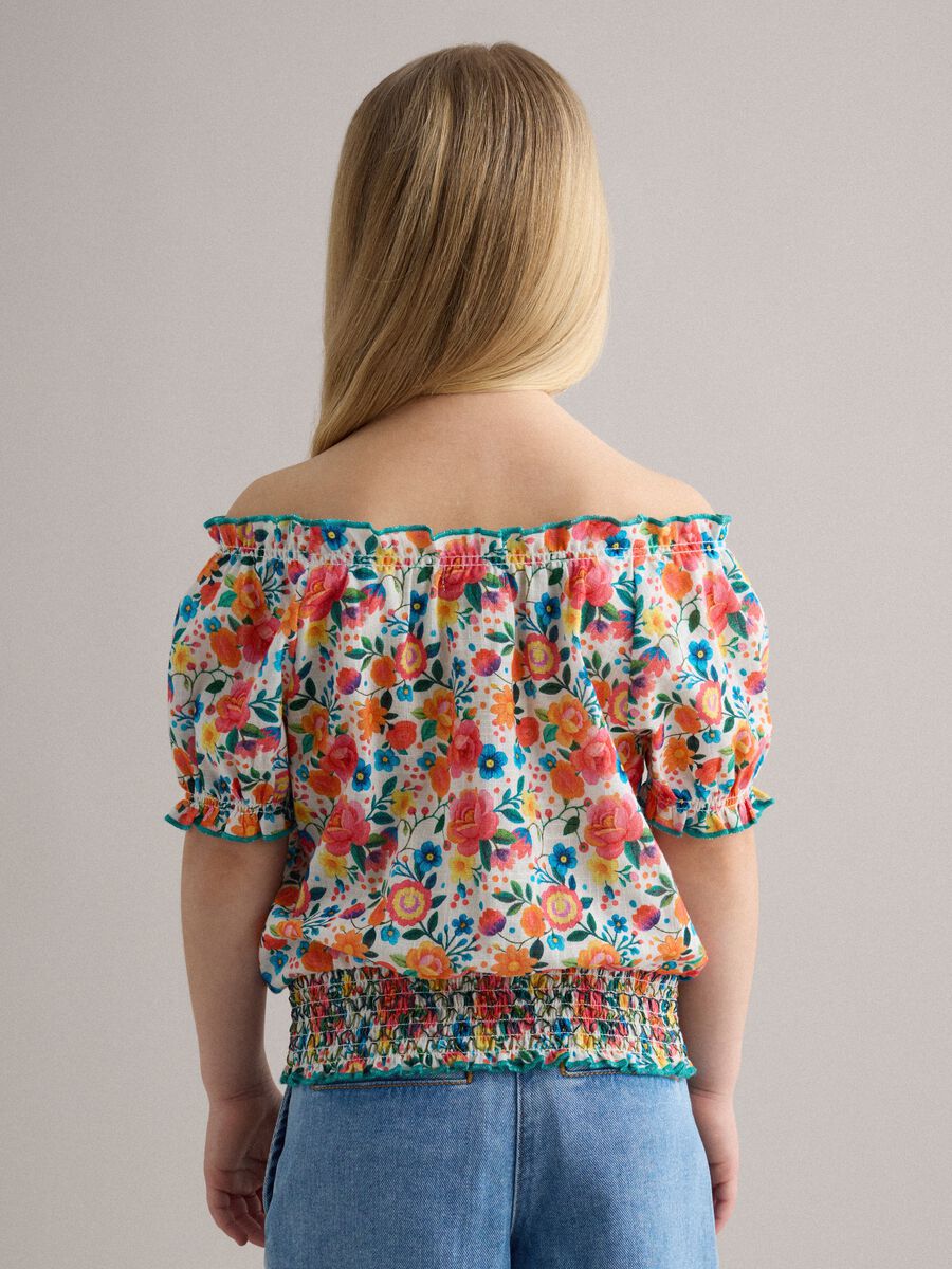 Girls' regular fit multicolour floral pure cotton blouse_2