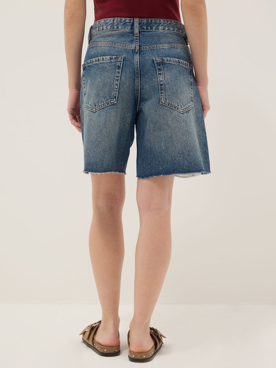 Shorts in puro cotone denim blu straight fit_2
