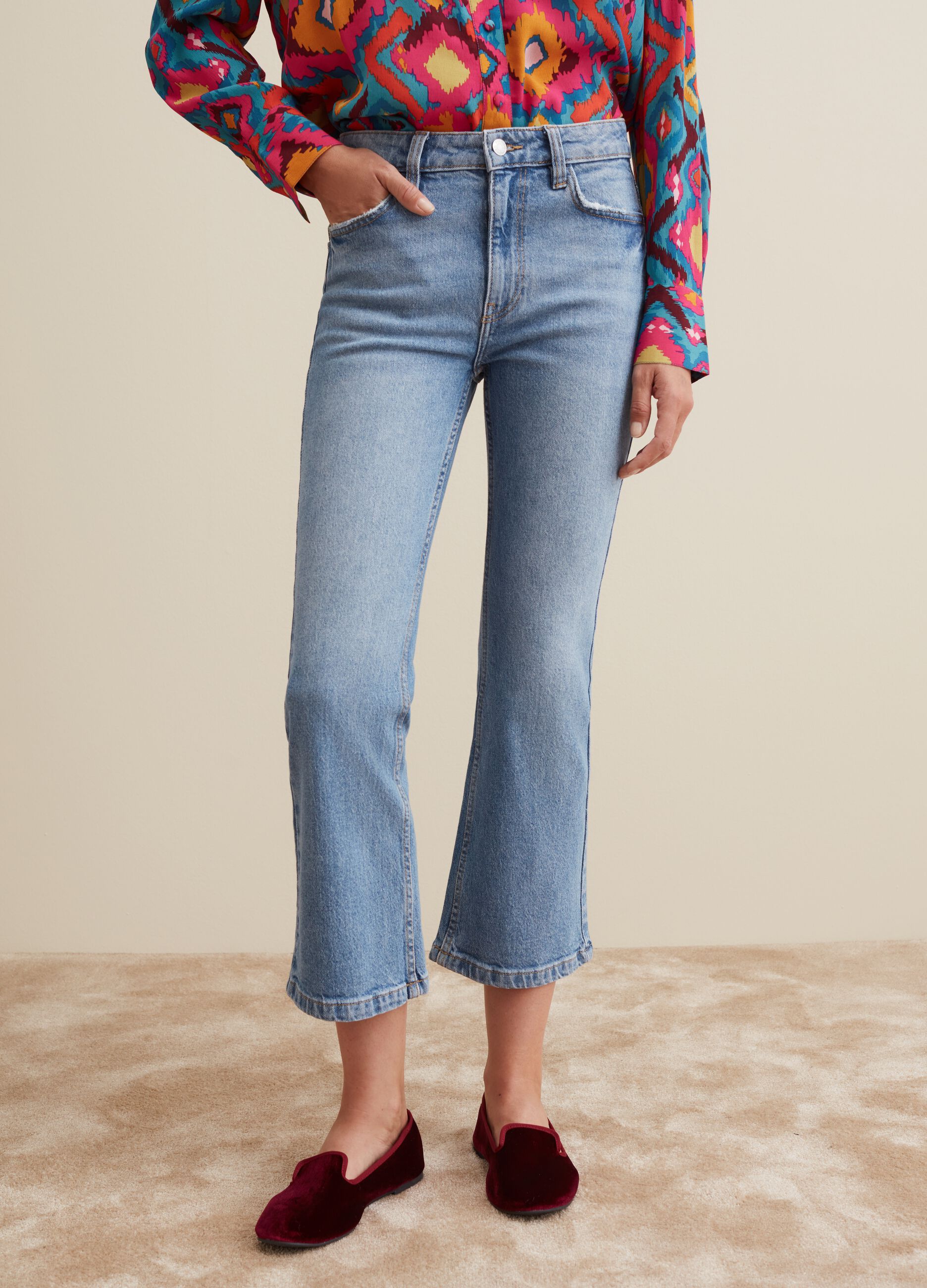 Jeans cropped flare fit_1
