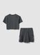 Grey cotton relaxed shirt and shorts set for girls featuring Kuromi_4