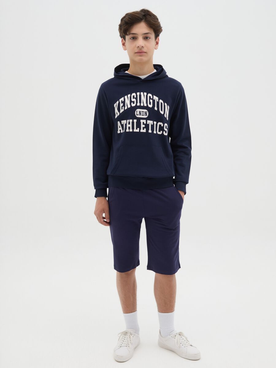 Blue Bermuda joggers in cotton with drawstring_0