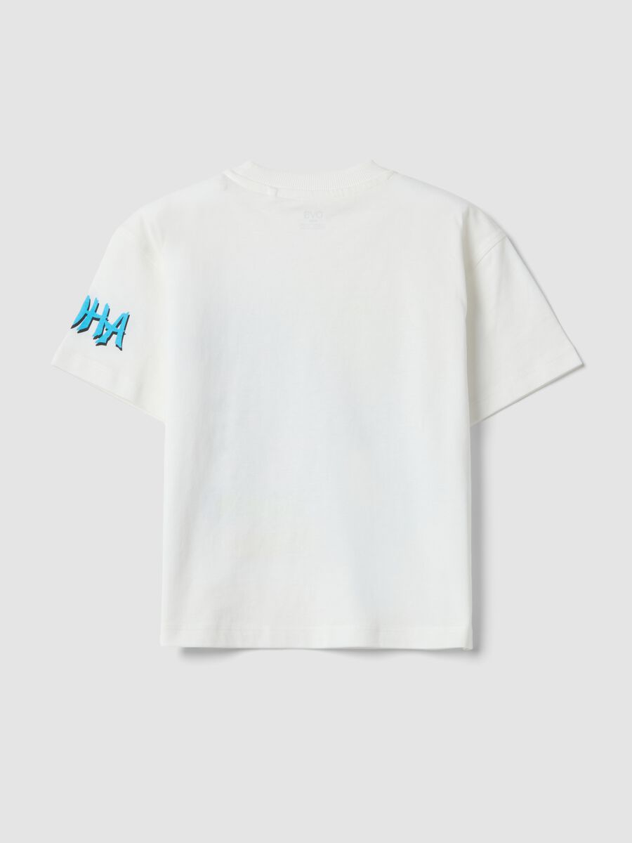 White pure cotton T-shirt with tropical print_1
