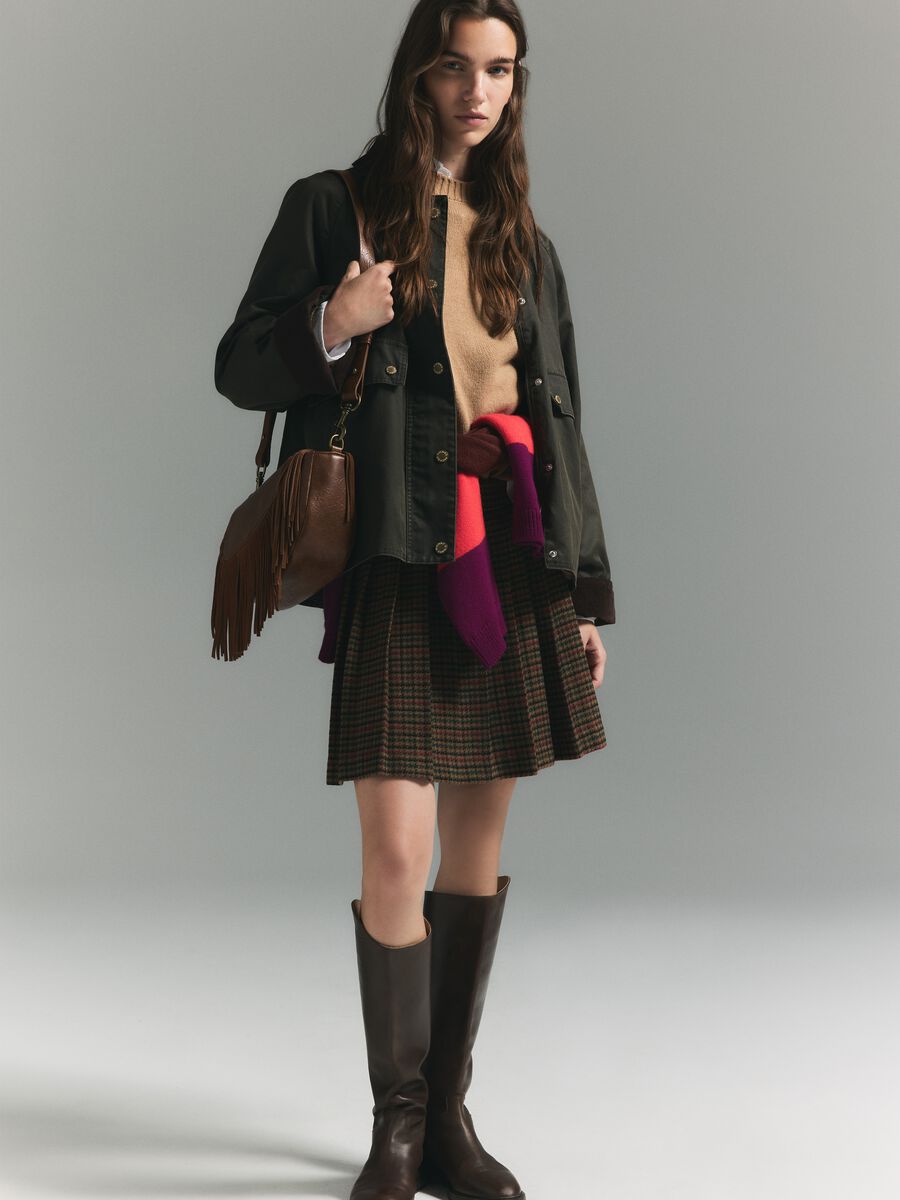 Brown wool-blend pleated skirt_0