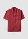 Red shirt with bowling collar in pure linen_4
