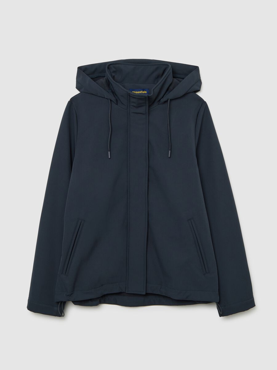 Giubbotto con cappuccio blu regular fit e zip_5