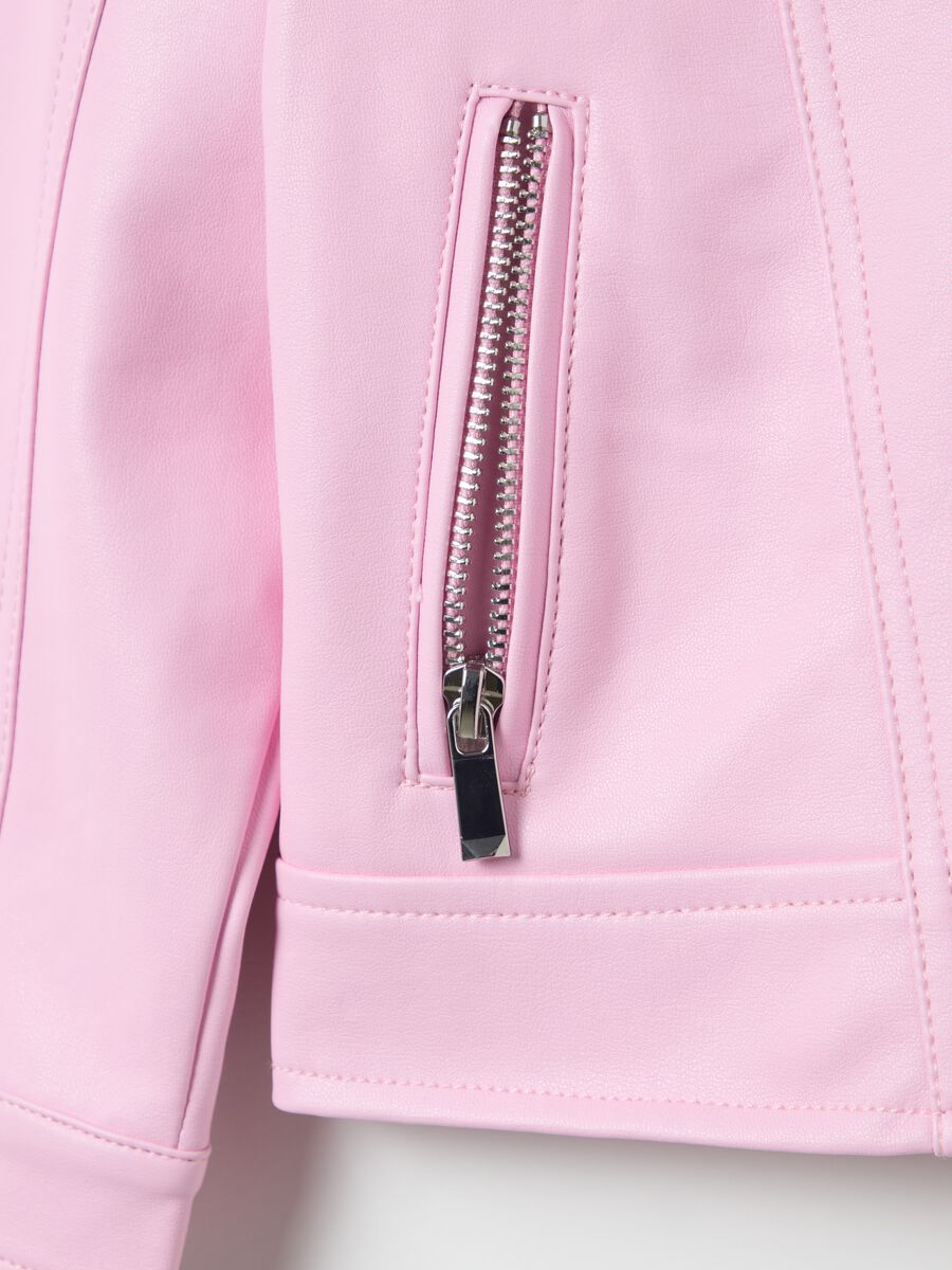 Glossy-effect biker jacket with zip_3
