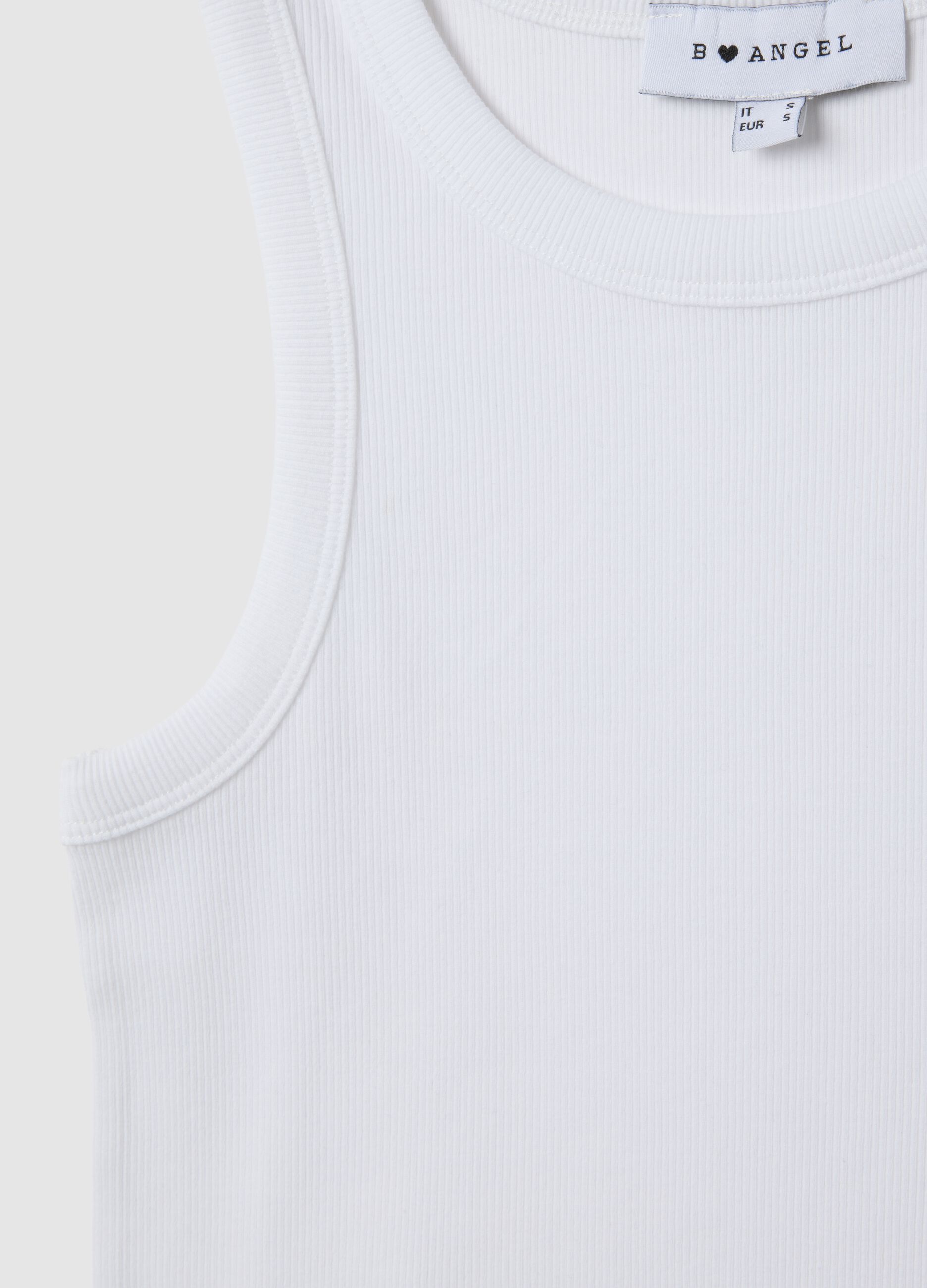 White fitted stretch cotton women's vest