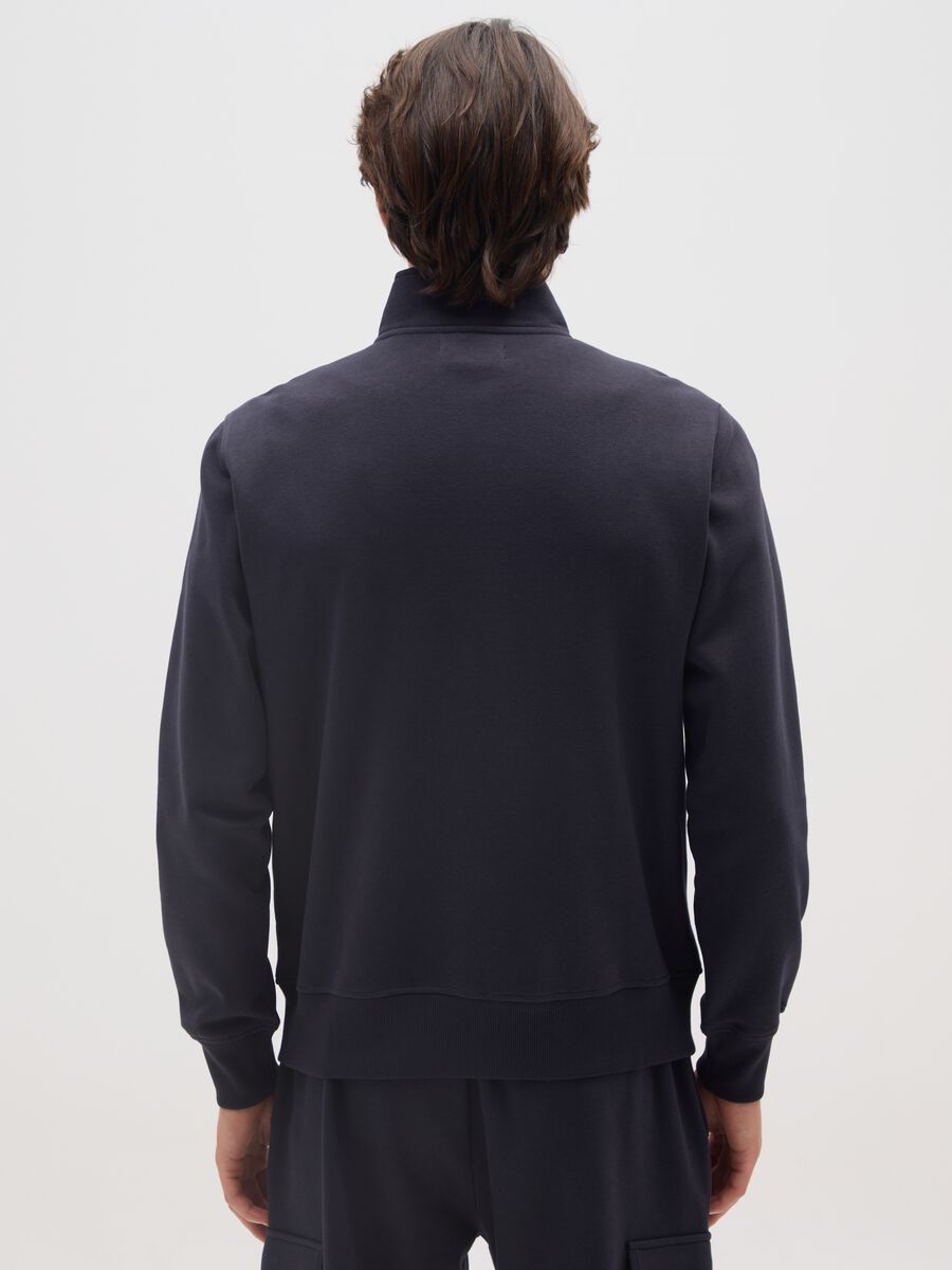 Felpa in misto cotone blu con zip_2