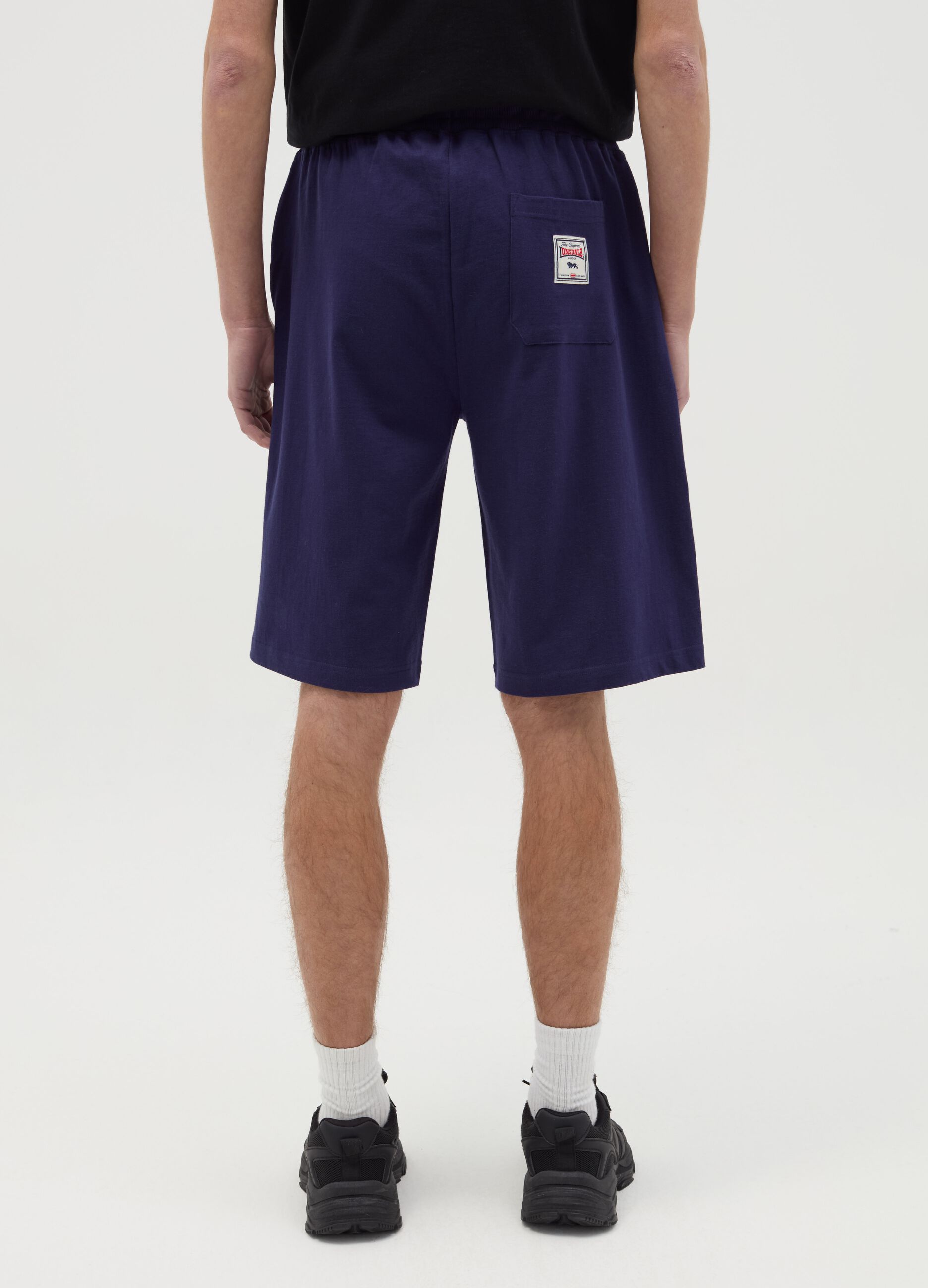 Fleece Bermuda shorts with logo embroidery