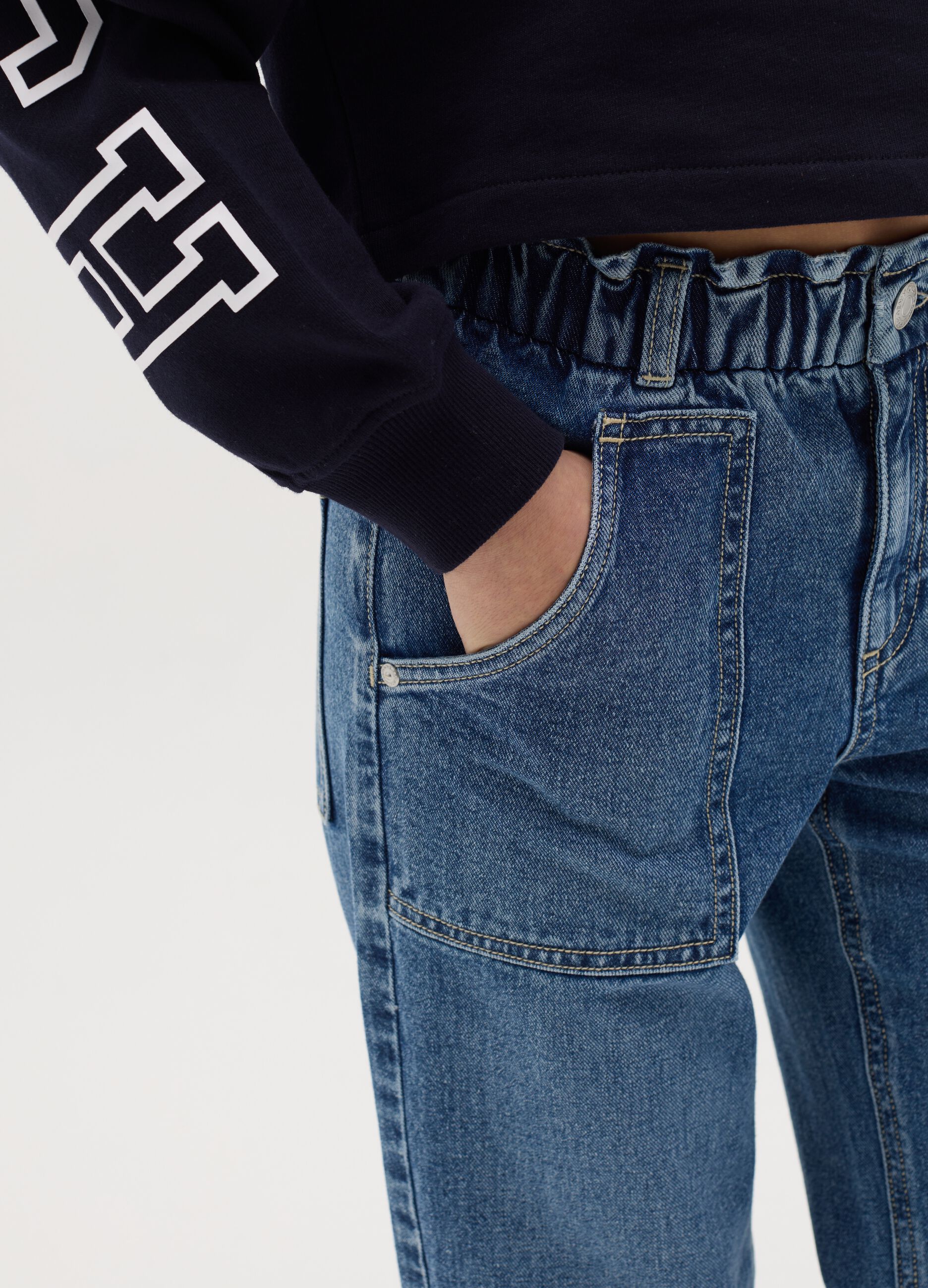 Jeans paper bag con tasche