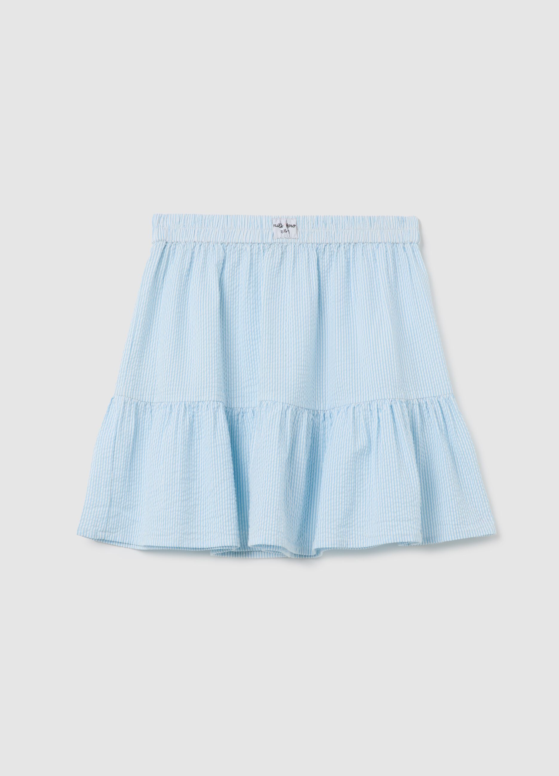 Gonna mini da donna in puro cotone azzurro regular fit